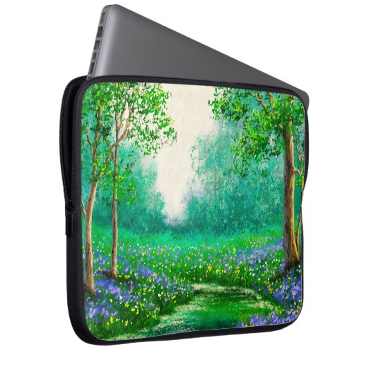 Landschaft der Ölgemälde, Frühling, Baum in den Wä Laptopschutzhülle (Vorne Rechts)