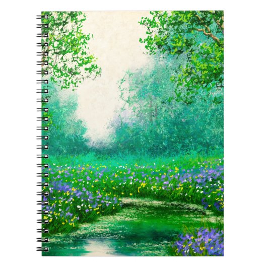 Landschaft der Ölgemälde, Frühling, Baum in den Wä Notizblock (Vorderseite)