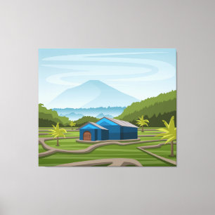 Landschaft der Reisfelder Leinwanddruck