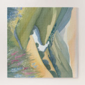 Landschaft der Rollhügel | Wasserfarbe Schöne Puzzle (Horizontal)