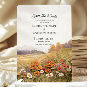 Landschaft der rustikalen Wildblume Save the Date Einladung