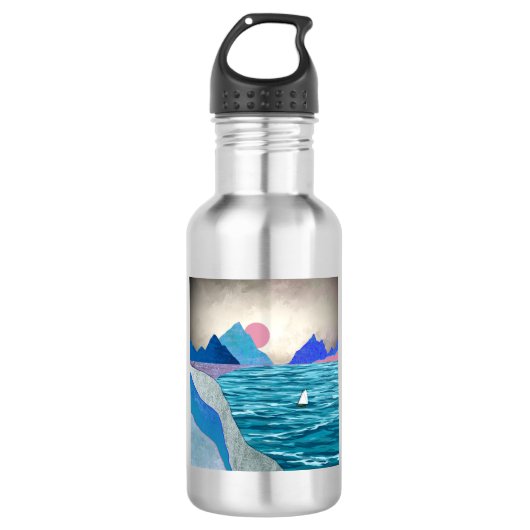 Landschaft der Sailboat Cove Edelstahlflasche (Vorderseite)