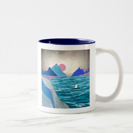 Landschaft der Sailboat Cove Zweifarbige Tasse (Rechts)
