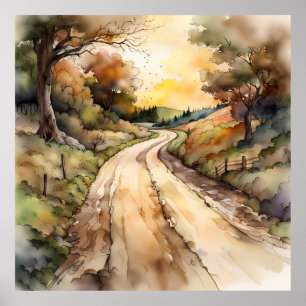 Landschaft der Sunset Country Road Poster