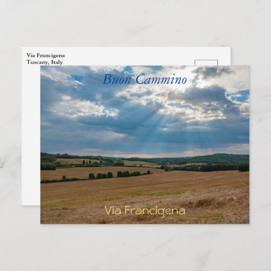 Landschaft der Toskana entlang der Via Francigena Postkarte (Vorne/Hinten)
