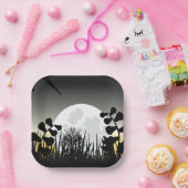 Landschaft der Vollmond-Nacht Pappteller (Party)