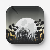 Landschaft der Vollmond-Nacht Pappteller (Vorderseite)
