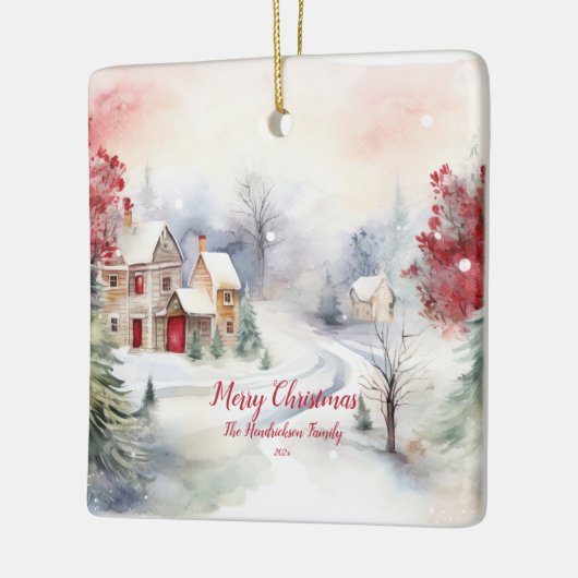 Landschaft der Weihnachtskiefern Keramikornament (Links)