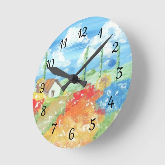 Landschaft der Weite der Toskana Runde Wanduhr (Winkel)