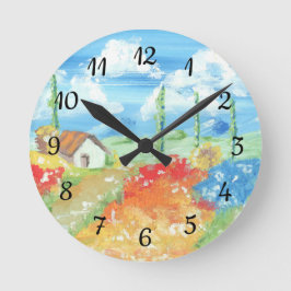 Landschaft der Weite der Toskana Runde Wanduhr