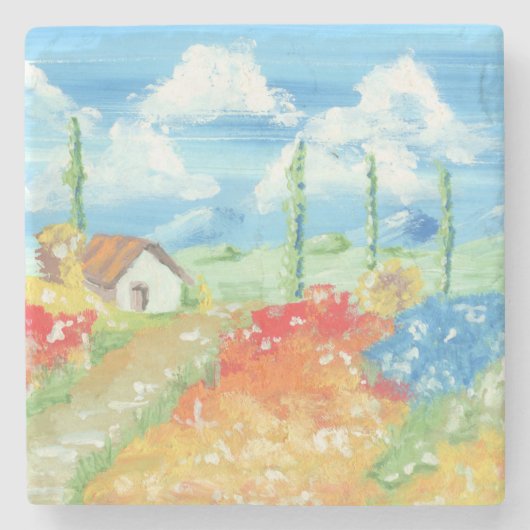 Landschaft der Weite der Toskana Steinuntersetzer (Vorderseite)