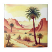 Landschaft der Wüste mit Datumsfeldern Fliese (Vorderseite)