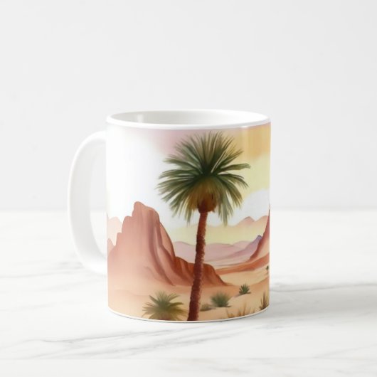 Landschaft der Wüste mit Datumsfeldern Kaffeetasse (Vorderseite Links)