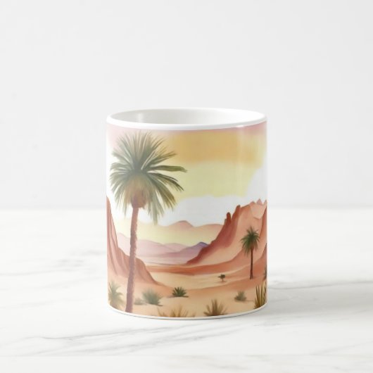 Landschaft der Wüste mit Datumsfeldern Kaffeetasse (Mittel)