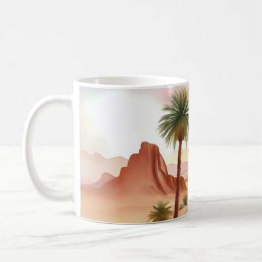 Landschaft der Wüste mit Datumsfeldern Kaffeetasse (Links)