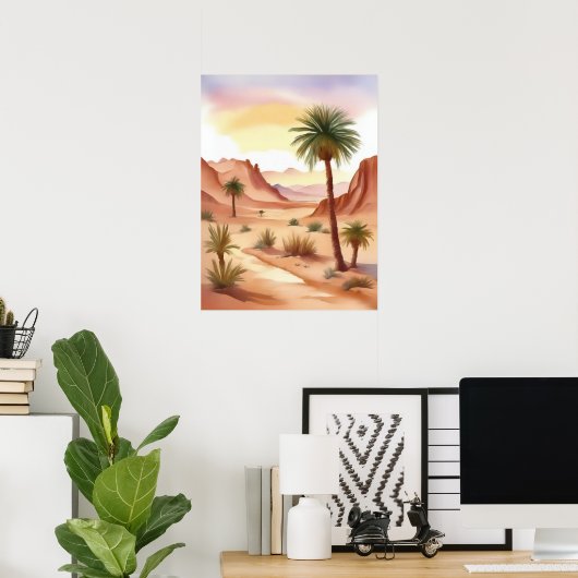 Landschaft der Wüste mit Datumsfeldern Poster (Heimbüro)