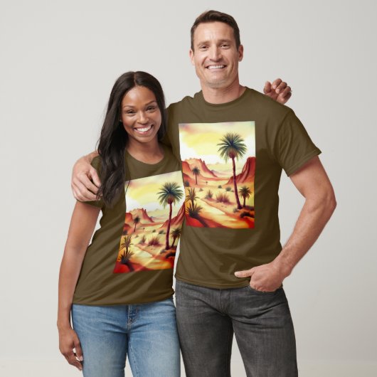 Landschaft der Wüste mit Datumsfeldern T-Shirt (Unisex)