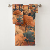 Landschaft des bebauten Herbstwaldes - Rustikales  Badhandtuch Set (Insitu)