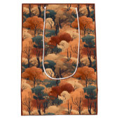 Landschaft des bebauten Herbstwaldes - Rustikales Mittlere Geschenktüte (Rückseite)