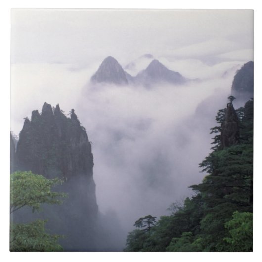 Landschaft des Berges Huangshan (Gelber Berg) in Fliese (Vorderseite)