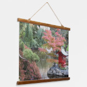 Landschaft des japanischen Gartenteichtauchs Wandteppich Mit Holzrahmen (Gewinkelt)