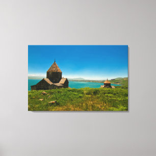 Landschaft des Klosters Sevan Leinwanddruck