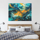 Landschaft des kosmischen Ozeans - Abstrakte Farbe Leinwanddruck (Insitu (Schlafzimmer))