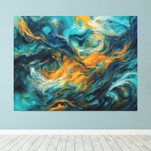 Landschaft des kosmischen Ozeans - Abstrakte Farbe Leinwanddruck (Insitu (Holzboden))