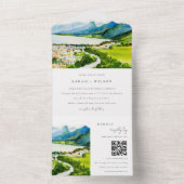 Landschaft des Lake Village Landschaft Hochzeit QR All In One Einladung (Innen Boden)