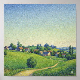 Landschaft des Pointillism-Dorfes Poster