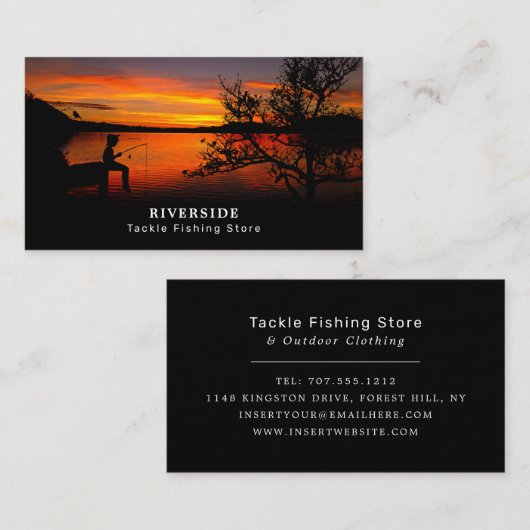 Landschaft des Sees, Fischer, Fischereiladen Visitenkarte (Vorne/Hinten)