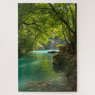 Landschaft des türkisblauen Flusses Elsa, Toskana, Puzzle