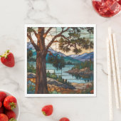 Landschaft einer rustikalen Bergkette in Buntglas Serviette (Beispiel)