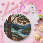 Landschaft einer rustikalen Bergkette in Buntglaso Pappteller (Party)