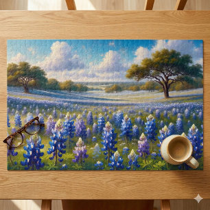 Landschaft einer Texas-Bluebonnet-Wiese Puzzle