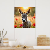 Landschaft Esel neugierige Augen friedliche Kunst Poster (Küche)