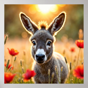 Landschaft Esel neugierige Augen friedliche Kunst Poster