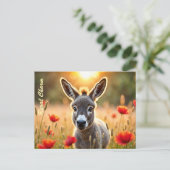 Landschaft Esel neugierige Augen friedliche Kunst Postkarte (Stehend Vorderseite)