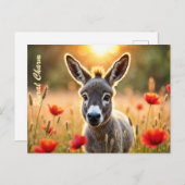 Landschaft Esel neugierige Augen friedliche Kunst Postkarte (Vorne/Hinten)