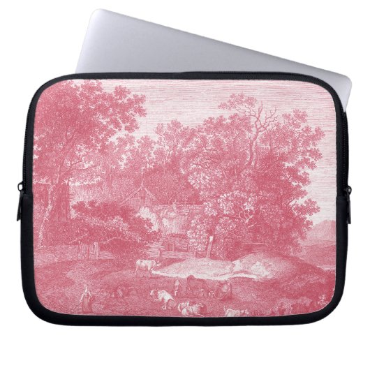 Landschaft Franzosen Pink Toile de Jouy Shabby Laptopschutzhülle (Vorderseite)