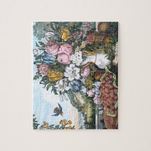 Landschaft, Frucht und Blumen Puzzle (Vertikal)