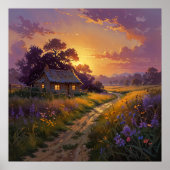 Landschaft Glühen - Landschaft im Stil der Malerei Poster (Vorne)