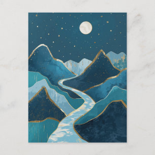 Landschaft Goldene Gipfel unter einem Nachthimmel  Postkarte
