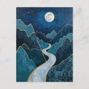 Landschaft Goldene Gipfel unter einem Nachthimmel  Postkarte