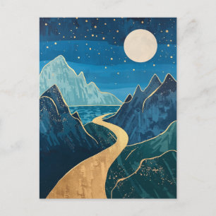 Landschaft Goldene Gipfel unter einem Nachthimmel  Postkarte