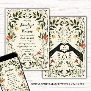 Landschaft handgeschriebene Boho Floral Wedding Einladung