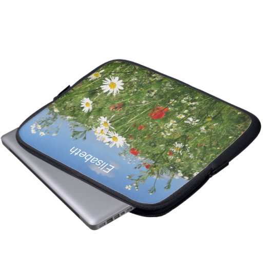 Landschaft, Himmel, Blume, Sommer, Wiese, Feld, Laptopschutzhülle (Vorne Knopf)