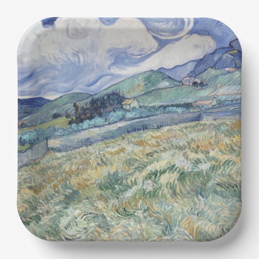 Landschaft hinter Saint-Paul Vincent van Gogh Pappteller (Vorderseite)