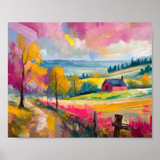 Landschaft im ländlichen Raum Moderne Abstrakte Ku Poster (Vorne)