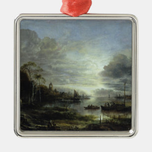 Landschaft im Mondschein Ornament Aus Metall